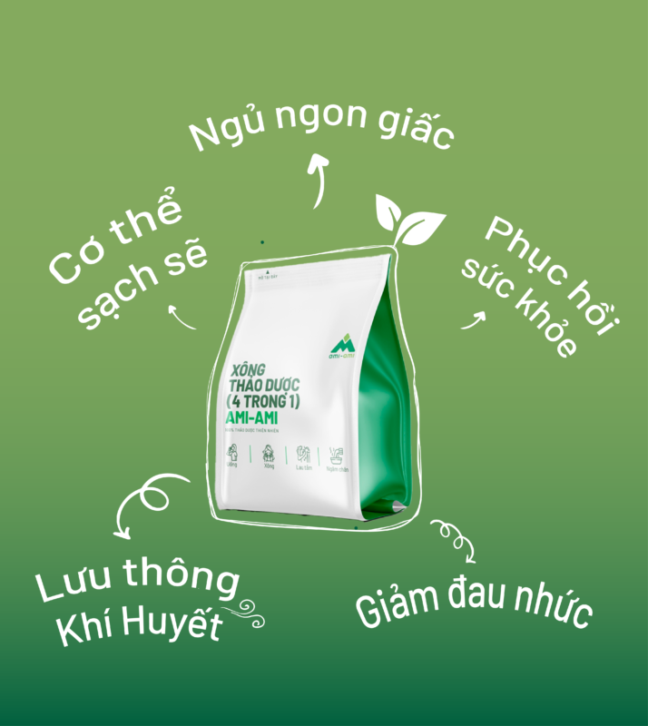 Xông tắm giải cảm Ami-Ami (4 trong 1) thảo dược an toàn cho mẹ bầu
